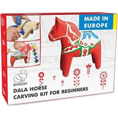 BeaverCraft Carving Kit for Adults and Teenagers - Wood Carving Set DIY02 Dala Horse - Wood Carving Tools Craft Supplies for Adults Carving Knife Linden Wood for Carving Painting DIY Kits