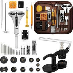 Eventronic Watch Tool Set + Watch Press, Watch Press Tool, Watchmaker Tool Set, Watch Tool Battery Change, Case Closer Watch Repair Tool with 12 Pressure Plates Plastic Inserts