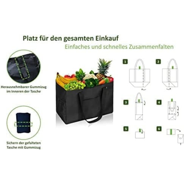 Cottara Neu Einkaufstasche faltbar groß nachhaltig, Einkaufskorb aus  recyceltem Materiāls, wasserabweisend und stabil