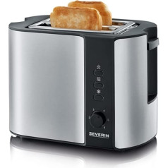 SEVERIN Automatic Toaster, incl. Stainless steel black, bread roll toasting attachment, 2 toasting chambers 800W AT 2589., Toaster, 000