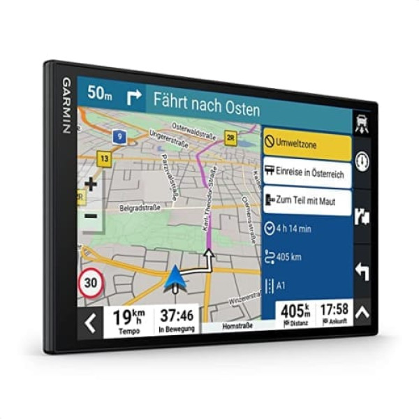 Garmin DriveSmart 86 MT-S — navigācijas ierīce ar milzīgu 8 collu HD displeju, 3D Eiropas kartes ar vides zonām, reāllaika satiksmes informācija, izmantojot Garmin Drive lietotni, balss un vadītāja palīdzība