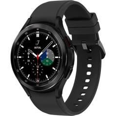 Samsung Galaxy Watch4 klasiskais apaļais Bluetooth viedpulkstenis, Wear OS, rotējošs rāmis, fitnesa pulkstenis, fitnesa izsekotājs, 46 mm, melns (vācu versija)