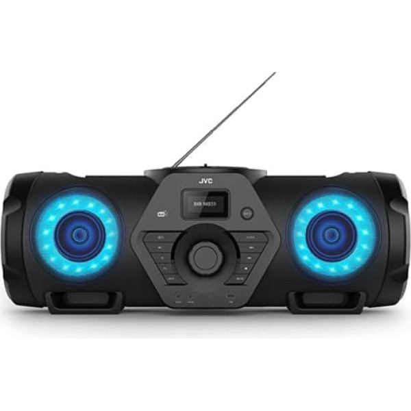 JVC Boomblaster RV-NB300DAB, 2 x 30 vati, DAB+, FM, Bluetooth, CD, USB, līnijas ieeja, ģitāras un mikrofona ieeja, tālvadības pults