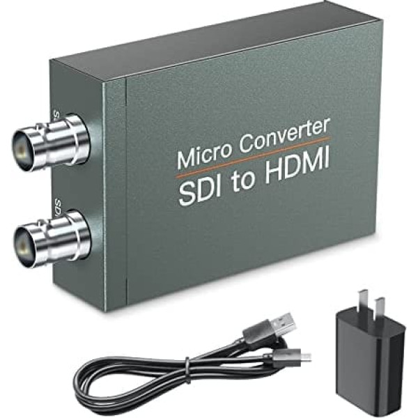 SDI uz HDMI pārveidotājs ar SDI cilpas izeju, SDI uz HDMI, automātiska formāta noteikšana 3G-SDI, HD-SDI, SD-SDI signāliem displejam HDMI ekrānā