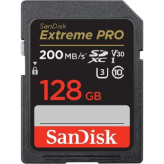 SanDisk Extreme PRO SDXC UHS-I Memory Card 128 GB (V30, 200 MB/s, U3, 4K UHD Videos, SanDisk QuickFlow Technology, Temperature Resistant)