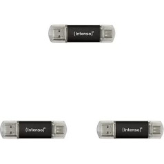 Intenso 3539480 Twist Line 32 GB — duāls USB zibatmiņas disks 3.2 Gen 1x1, USB-C un USB-A, 70 MB/s, antracīts, 3 pack