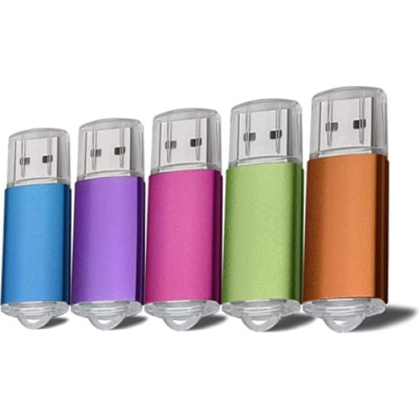 5 x 2 g atmiņas disks Memory Stick USB zibatmiņas disks USB 2.0 pildspalvveida pilnšļirce, zila/violeta/rozā/zaļa/oranža 8 gb