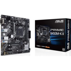 Asus Prime B450M-K II mātesplates ligzda AM4 (mATX, AMD Ryzen, DDR4 atmiņa, M.2, SATA 6Gbit/s, USB 3.1 Gen 2 Type-A)