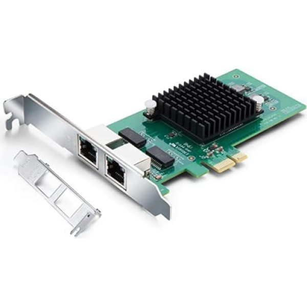 H!Fiber Gigabit PCI Express tīkla karte E1G42ET-Intel 82576 mikroshēma, 1Gbit Ethernet LAN tīkla adapteris, divi RJ45 vara porti operētājsistēmai Windows Server, Linux, PC, VMware ESX