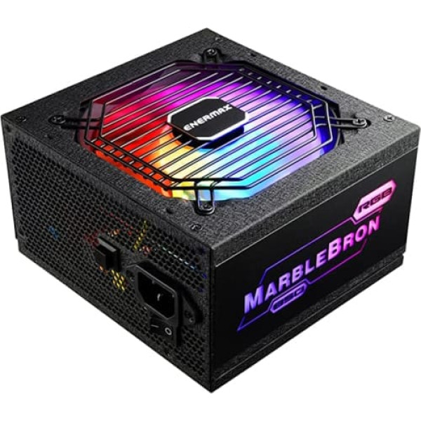 Enermax MARBLEBRON ATX ARGB spēļu datora barošanas avots 850W 80Plus bronzas (daļēji moduļu) lentes kabelis, EMB850EWT-RGB, melns