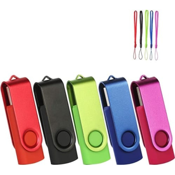 EASTBULL 16 GB USB Stick Pack of 5 USB 16 GB 2.0 Memory Flash Drive Multicoloured