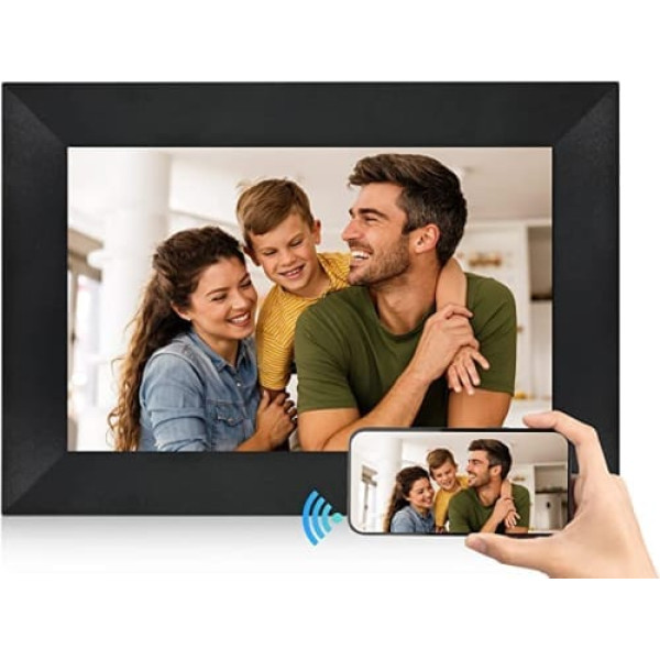 Hyjoy digitālais attēlu rāmis WLAN 8 collu viedais WiFi digitālais attēlu rāmis ar IPS skārienekrāna HD displeju 8 GB atmiņa Vienkārša iestatīšana fotoattēlu vai videoklipu kopīgošanai jebkur, izmantojot lietotni AiMOR