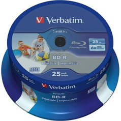 Verbatim 43811 25 GB BD-R SL Datalife, 6x tintes strūklas drukājama ierīce (25 gab. iepakojumā)