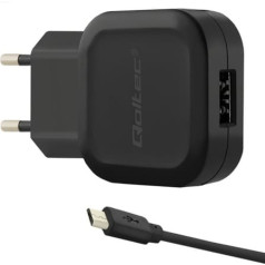 Qoltec 12w sienas lādētājs | 5v | 2.4a | usb | + micro usb kabelis