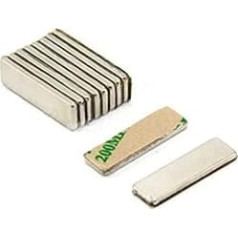 Magnetastico® iepakojums ar 20 pašlīmējošiem neodīma magnētiem N52 Taisnstūrveida 30 x 10 x 1 mm spēcīgi lipīgi magnēti ar 3M firmas lenti N52 magnēti ar līmplēvi Pašlīmējošs īpaši liels līmes spēks