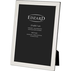 EDZARD Salerno Picture Frame for Photos DIN A4 (21 x 29.7 cm) Silver-Plated Tarnish-Resistant with Velvet Backing Includes 2 Hangers for Certificates to Stand and Hang Up