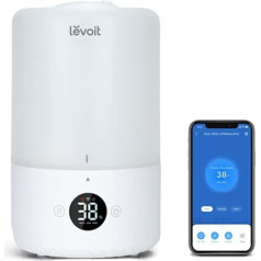 LEVOIT 3L Top Fill Humidifier, 360° Rotating Nozzle, Cool Mist Humidifier, 300 ml/H Mist Volume, 26 dB Quiet, 25 H BPA-Free Room Humidifier & Aroma Diffuser for Children's Room, Bedroom, Plants