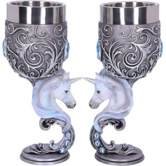 Nemesis Now B5191R0 Enchanted Twin Unicorn sirds komplekts ar diviem kausiem, sudrabs, 18,5 cm