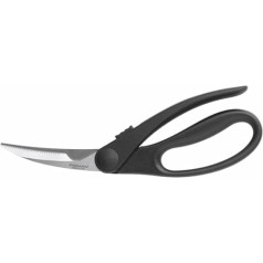 Fiskars Essential 1023819 mājputnu šķēres ar izliektiem profila asmeņiem nerūsējošais tērauds, garums 23 cm labročiem un kreiļiem, melns/sudrabs