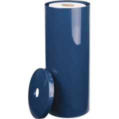 mDesign Standing Toilet Roll Holder - Elegant Toilet Paper Holder with Lid for up to 3 Rolls - Toilet Roll Holder Made of Navy Blue Plastic - Ideal for Small