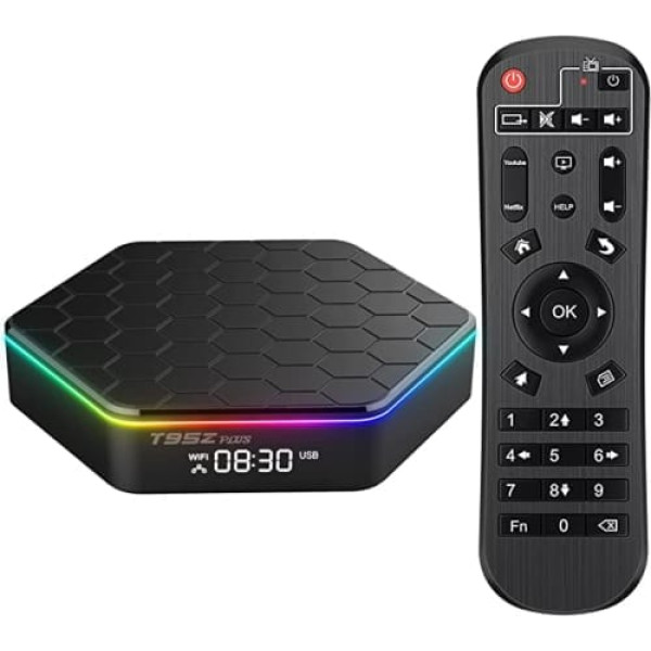 Android 12.0 TV Box, T95Z Plus Android Box 4 GB RAM 32 GB ROM Allwinner H618 četrkodolu procesora svira Corter-A53 64 bit Mali-G31 MP2 GPU 6K izšķirtspēja 2.4G/5G WiFi Fi6 1. 0/100M Ethernet BT 5.