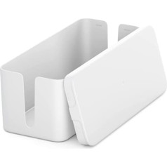 deleyCON kabeļu vadības kārba Kabeļu organizatora kaste Kabeļu kaste 32,7 cm x 13,5 cm x 12,5 cm Izturīga plastmasas 2 sānu kabeļu vadotnes Aizsardzība un drošība Balts