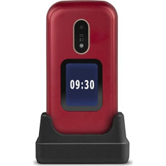 Doro 6060 GSM mobilais tālrunis elegantā flip dizainā (3 MP kamera, 2,8 collu (7,11 cm) displejs, GPS, Bluetooth) sarkans/balts