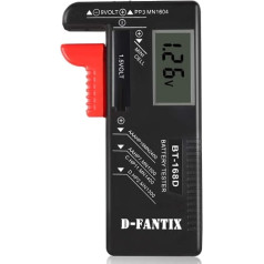 D Fantix battery tester Volt Checker For AA AAA C D 9 V 1.5 V Button Cell Batteries, black