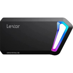 Lexar SL660 BLAZE spēļu pārnēsājamais SSD 1 TB, ārējais SSD USB 3.2 Gen 2x2, cietvielu diskdzinis ar RGB gaismas diodēm, lasīšanas ātrums līdz 2000 MB/s, rakstīšanas ātrums 1900 MB/s, C tipa USB ports (LSL660X001T-RNNNGN)