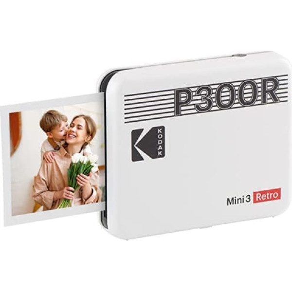 Kodak Mini 3 Retro Square (Polaroid) tūlītēji attēli augstākās kvalitātes kvalitātē, drukāšana, atrodoties ceļā, ar mobilo tālruni, mobilais fotoattēlu printeris viedtālrunim (iPhone un Android), pārnēsājams Bluetooth printeris