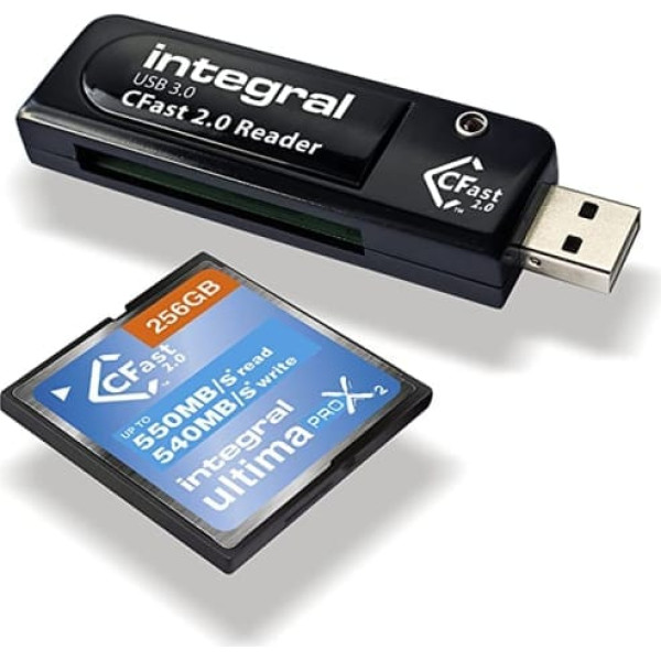 Integrēts USB 3.0 liela ātruma Slimline CFast 2.0 karšu lasītājs — melns