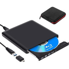 Ārējais Blu-ray CD/DVD diskdzinis USB 3.0 Type-C Ārējais CD DVD Blu-ray rakstītājs Slimline 3D BD RW ROM Blu-ray diskdziņi Bluray diskdzinis klēpjdatoram Mac MacBook Air/Pro Windows 11 Apple