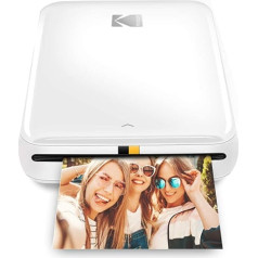 Kodak Step printeris, bezvadu mobilais fotoattēlu printeris ar cinka tehnoloģiju, drukā 5 x 7,5 cm fotoattēlus (balts), Kodak lietotne iOS un Android ierīcēm ar Bluetooth vai NFC viedierīci