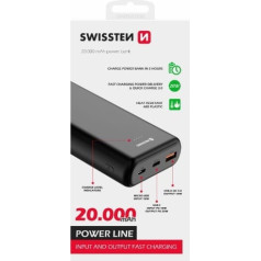 Swissten Line Power Banka Ārējās Uzlādes Baterija USB / USB-C / Micro USB / 20W / 20000 mAh