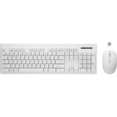 Whiterun belaidė klaviatūra + pelė, balta, 2,4 GHz belaidė technologija