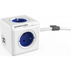 Allocacoc Powercube pagarināts usb 1,5m 2402bl / freupc strāvas sloksne zilā krāsā