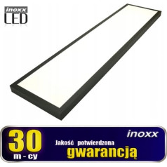 Nvox Griestu led panelis 120x30 60w slim gaismas kase 3000k silts + melns virsmas rāmis