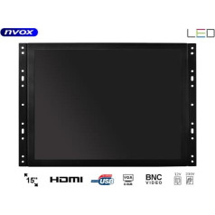 Monitora atvērts rāmis LCD 15 collu LED VGA HDMI DVI 12V 230V ... (NVOX OP1500VH)