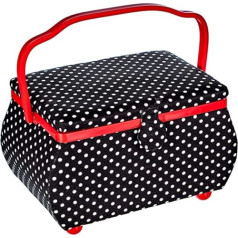 Prym Sewing Basket 612246 Polka Dots, L izmērs, Melns/Balts