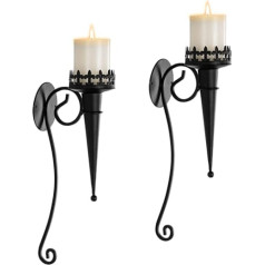 Sziqiqi 2 x Wall Candle Holder, Hanging Wall Candle Holder, Candle Holder for Pillar Candles, Wall Sconce for Home, Wedding, Living Room, Mantel Decoration, Black