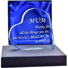 Gift For Mum, Birthday, Mother's Day, Engraved Crystal Heart From Daughter, Son, Christmas, Mum, Gift For The Best Mum