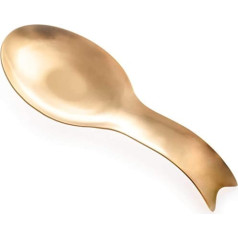 Pretty Jolly Fish Shaped Stainless Steel Spoon Rest for Stove Plate, Metal Spoon Holder for Kitchen Counter, Cooking Utensil Rack, Rust Resistant, Dishwasher Safe, 26.7 x 9.8 cm (Gold, 1 Pack)