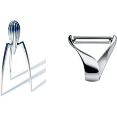 Alessi PSJS JUICY SALIF citronu spiede Izgatavota no lietā alumīnija spīdīga un kartupeļu mizotāja, nerūsējošais tērauds, sudrabs, 8,5 x 10 x 12 cm