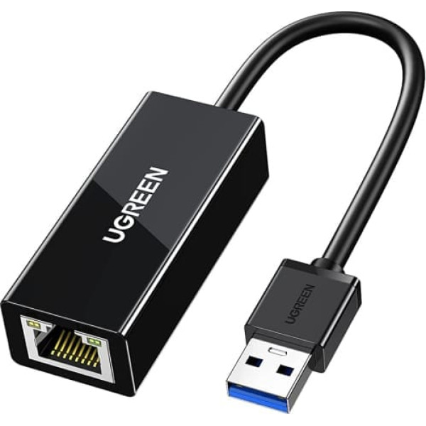 Ugreen USB 3.0 līdz RJ45 Gigabit Ethernet adapteris, kas atbalsta 10/100/1000Mbps Ethernet tīkla LAN adapteri, kas ir savietojams ar Windows 10/8.1/8/7/XP/Vista, Mac OS 10.5 un jaunākām versijām, Linux, Chrome OS, Black