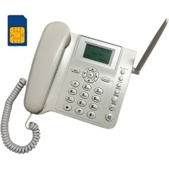 BW bezvadu četrjoslu GSM galda tālrunis — 2,4 collu LCD ekrāns, uzlādējams akumulators, zvanītāja ID, numura atkārtošana, brīvroku funkcijas — balts
