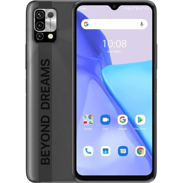 UMIDIGI Power 5 viedtālrunis (4 GB + 128 GB), 6150 mAh ar akumulatoru atbloķēts mobilais tālrunis ar 6,53 collu pilnekrāna izšķirtspēju un 16 MP AI trīskāršu kameru Android tālrunis (melns)