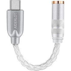 AIDERLOT DC02 USB C austiņu adapteris, C tipa līdz 3,5 mm austiņu adapteris, HiFi audio dekodēšanas un pārraides austiņu adapteris Xiaomi, Google Pixel, iPad Pro/MacBook, One Plus, Huawei, Samsung (3.5) MM)