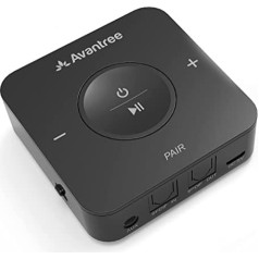 Avantree TC417 aptX zema latentuma Bluetooth raidītāja uztvērējs televizoram, 20 stundu atskaņošanas laika bezvadu audio raidītāja adapteris, atbalsta optisko Toslink, skaļuma kontrole 3,5 mm AUX, RCA