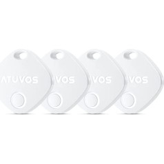 ATUVOS Key Finder, Tag Bluetooth Tracker and Item Finder for Key Finder (iOS Only), Wallets, Luggage and More (4 Pieces), Range up to 120 m