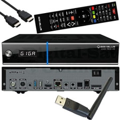 GigaBlue UHD Trio 4K 2160p 1x DVB-S2X MS 1x DVB-C/T2 uztvērējs E2 Linux uztvērējs melns, ieskaitot astoņstūra WLAN USB stick 150Mbit + 2dB antena